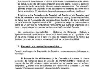 Escrito vecinal conjunto de cuatro colectivos de Jinámar/TA.